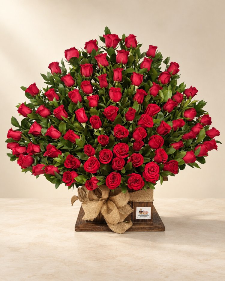 80 rosas en base madera artesanal