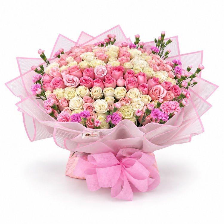 Buch&oacute;n con 120 Rosas en tonos Pastel
