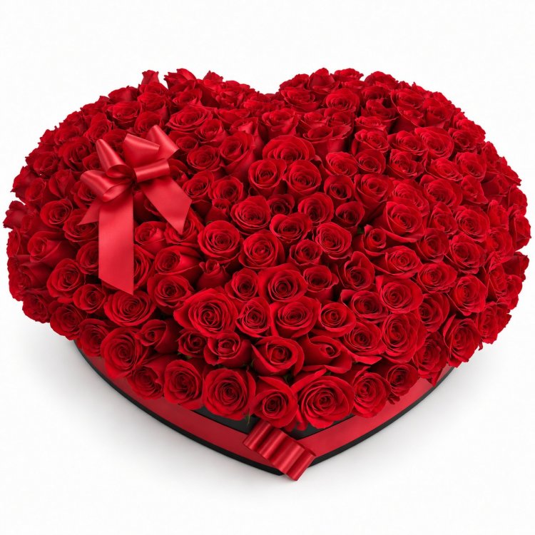 Coraz&oacute;n con 220 rosas rojas