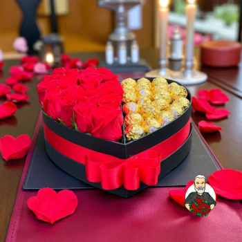 Coraz&oacute;n con Rosas y Chocolates