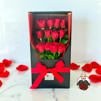 Caja Bouquet con Rosas Rojas