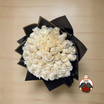 Bouquet con 100 Rosas Blancas