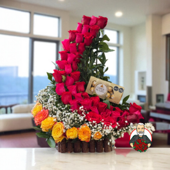 Dise&ntilde;o en Espiral con Rosas y Chocolates