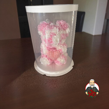 Osito Decorativo de Rosas en Foami Rosadas y Blancas