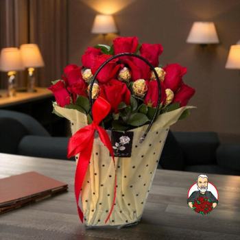 Cartera Pl&aacute;stica con Rosas y Chocolates