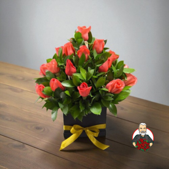 Caja Negra con Rosas Salm&oacute;n