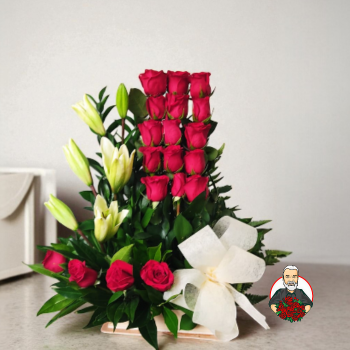 Dise&ntilde;o Floral con Rosas y  Lirios